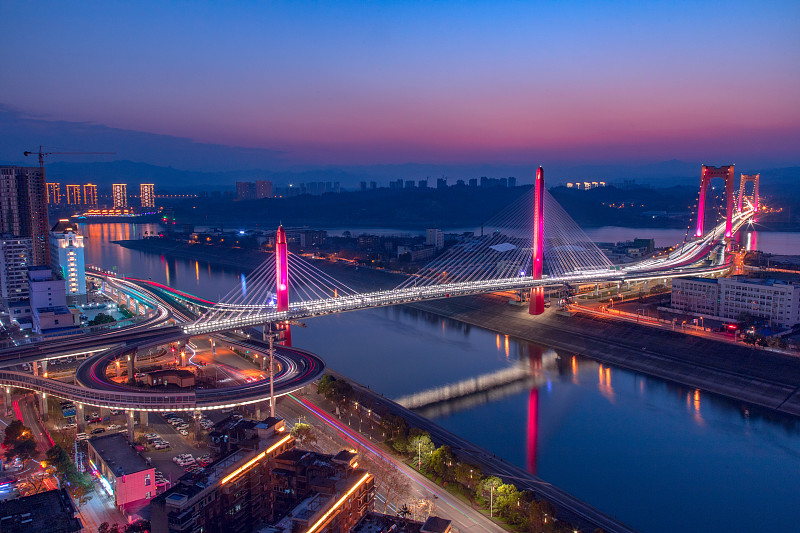 宜昌至喜长江大桥夜景图片下载