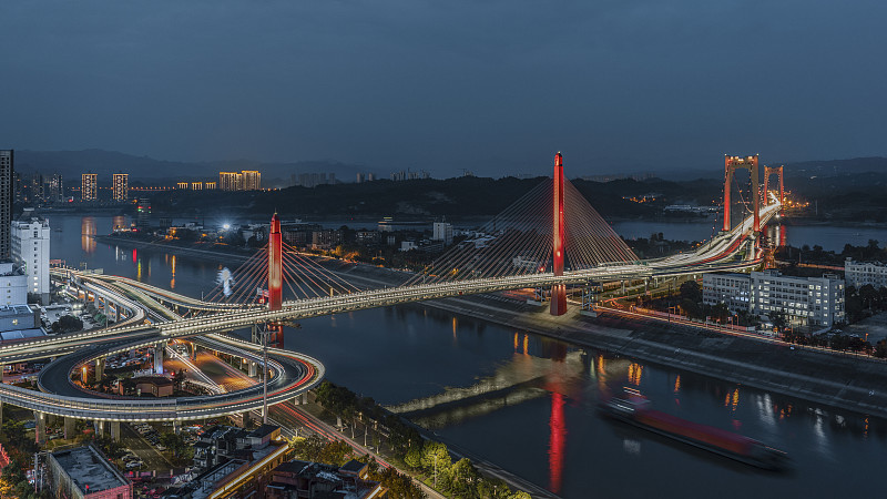 宜昌至喜长江大桥夜景图片下载