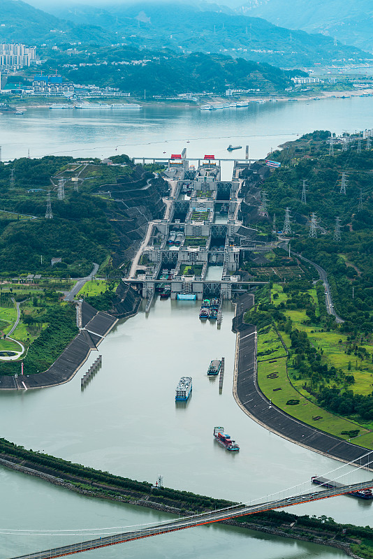 三峡大坝五级船闸图片下载