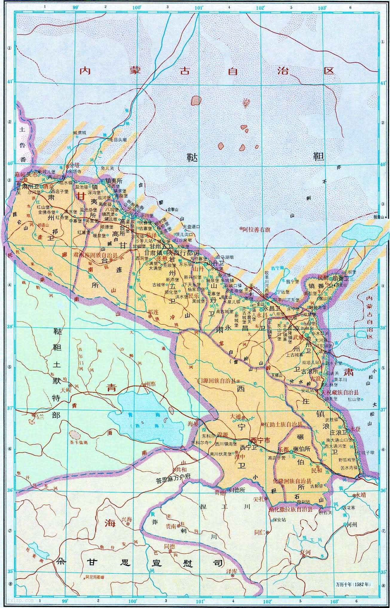 明朝时期陕西行都司地图全图高清版