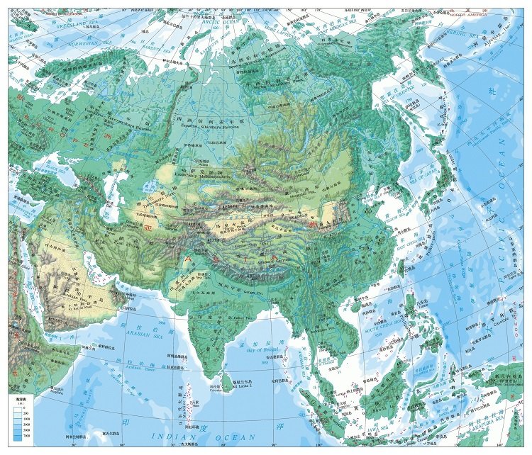 亚洲地形图高清大图(1)