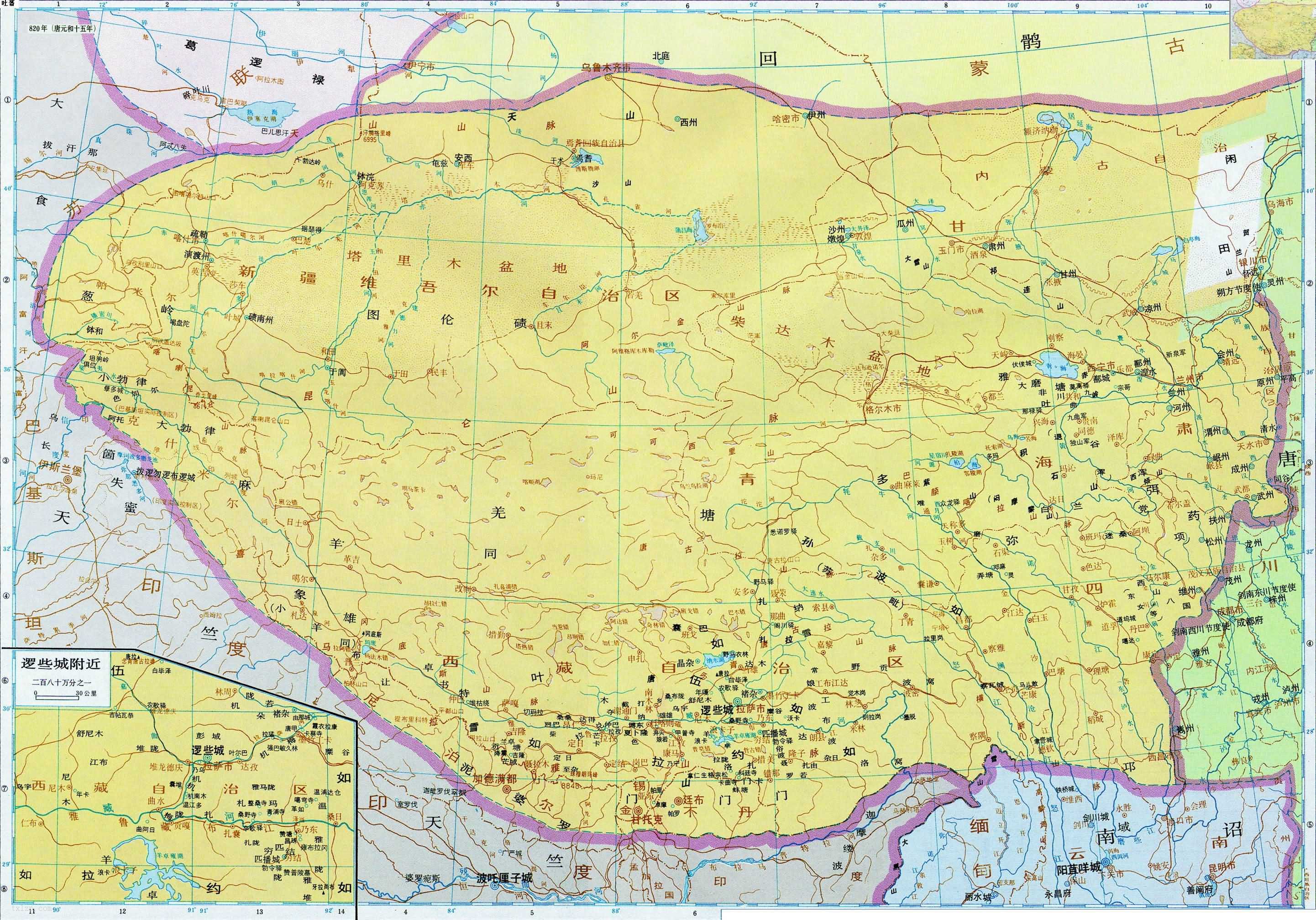 唐朝时期 吐蕃历史地图全图高清版