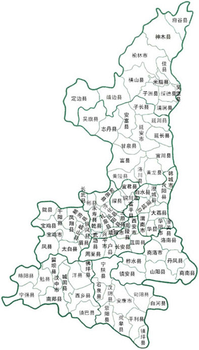 陕西省县级分界图_陕西地图查询